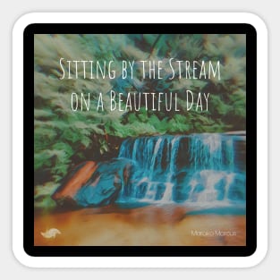 Sitting by the Stream on a Beautiful Day Album Cover Art Minimalist Square Designs Marako + Marcus The Anjo Project Band T-Shirt Sticker